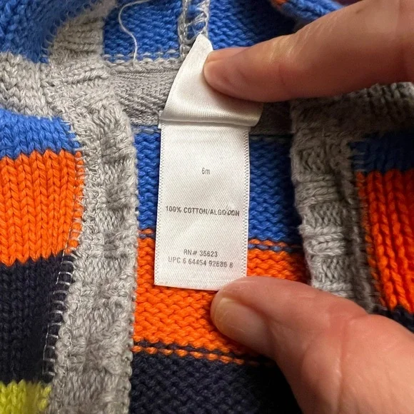 Carter’s Baby Multi Colorful Striped 100% Cotton Hoodie Sweater size 6 months - Picture 6 of 6